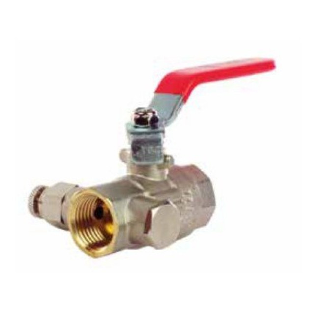 Кран кульовий різьбовий латунний зі спуском повітря Ду 15
